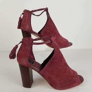 White House Black Market Maroon Peep Toe Heels